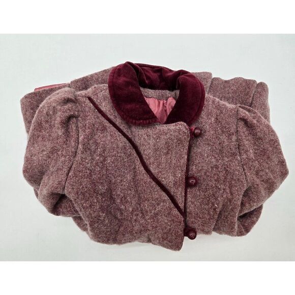 Vintage Rothchild Girls Wool Coat W Velvet Collar & Button Details made in USA - Picture 7 of 12